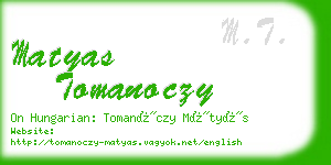 matyas tomanoczy business card